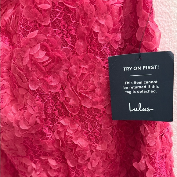 Lulu's Strapless Floral Textured Dress in Pink - Picture 4 of 4